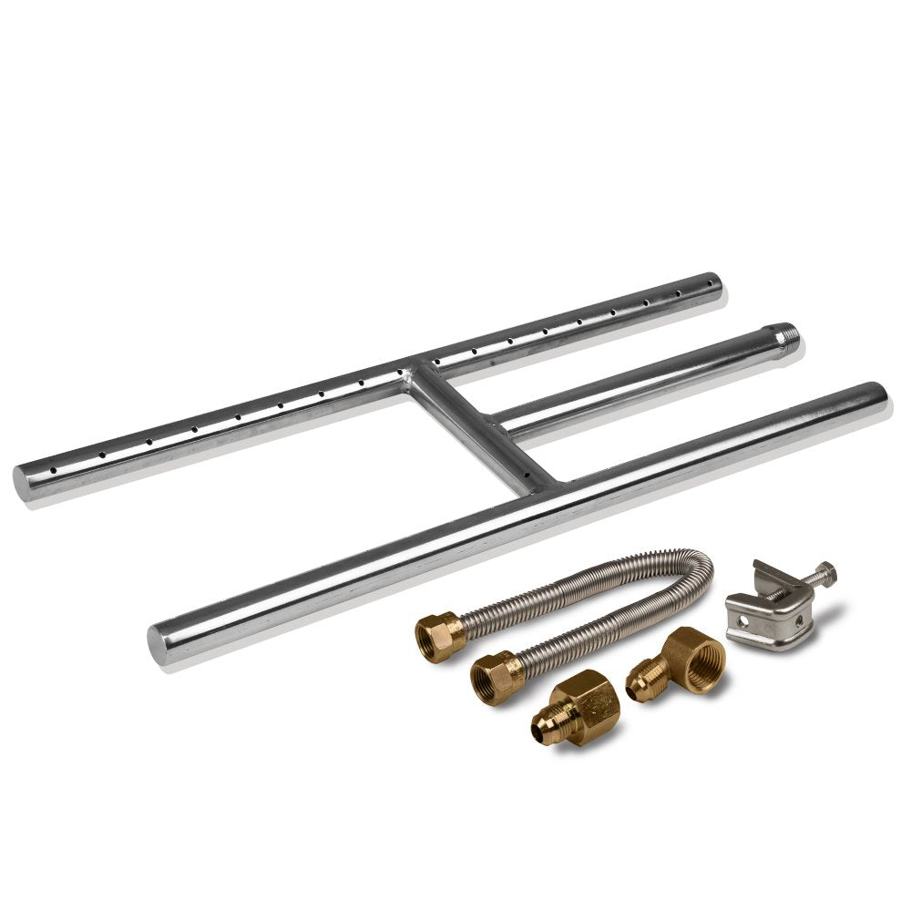 Golden Flame Fire Pit & Fireplace Stainless-Steel Natural Gas H-Burner w/ Connection Kit