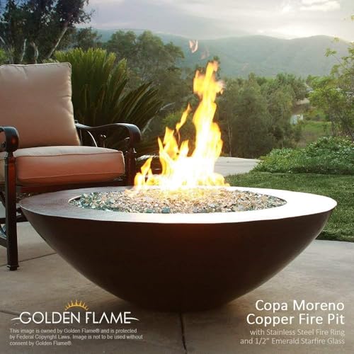 Golden Flame 30" Round Flat Fire Pit Pan w/ Installed 24” Round Stainless-Steel Fire Ring Burner - Weatherproof, Whistle-Free Set for Patio & Backyard