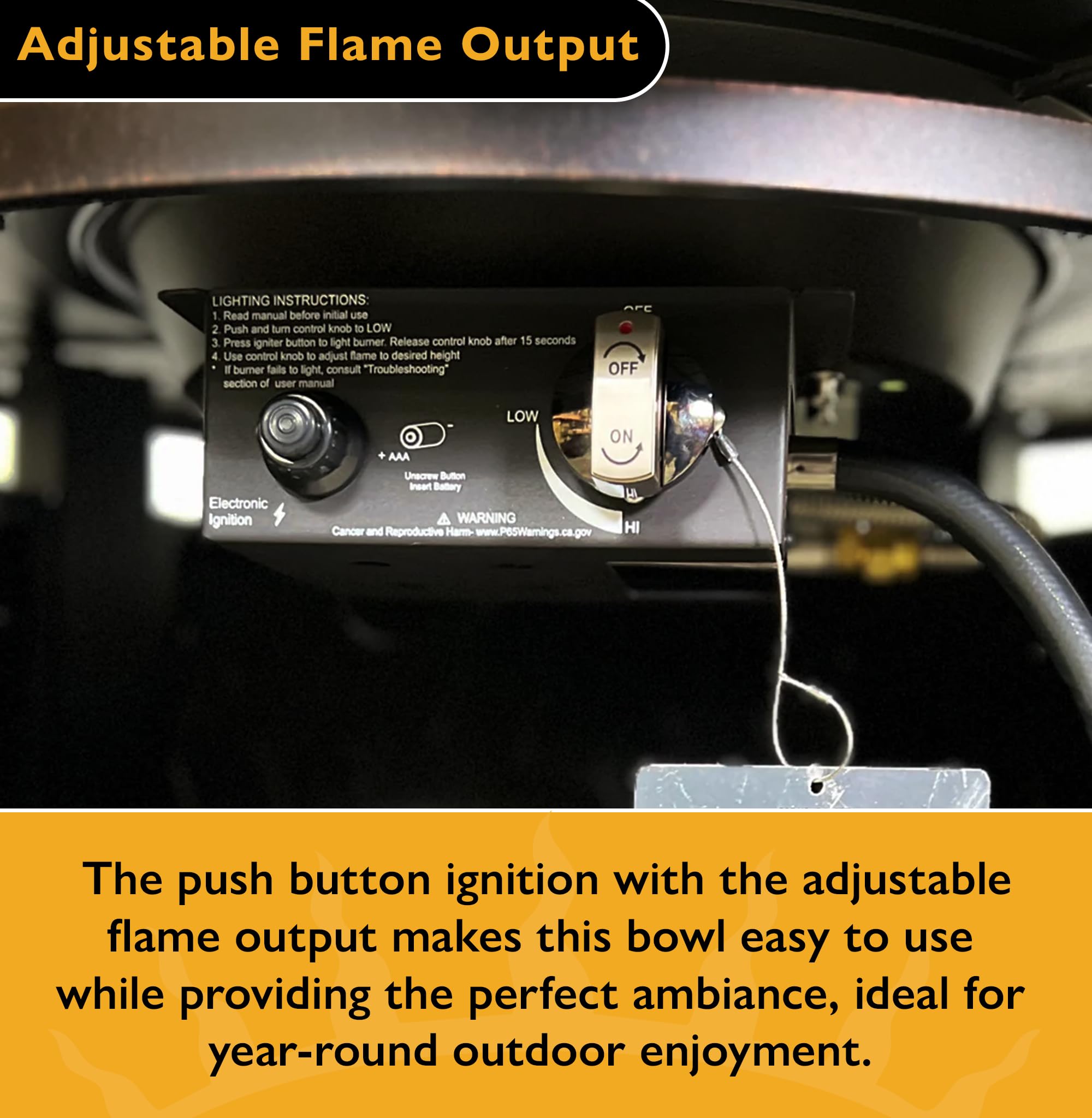 Golden Flame Natural Gas Firepit Table