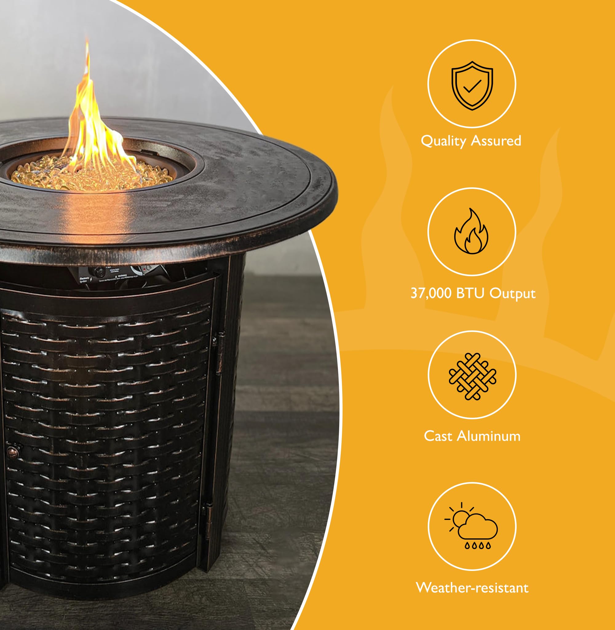 Golden Flame Natural Gas Firepit Table
