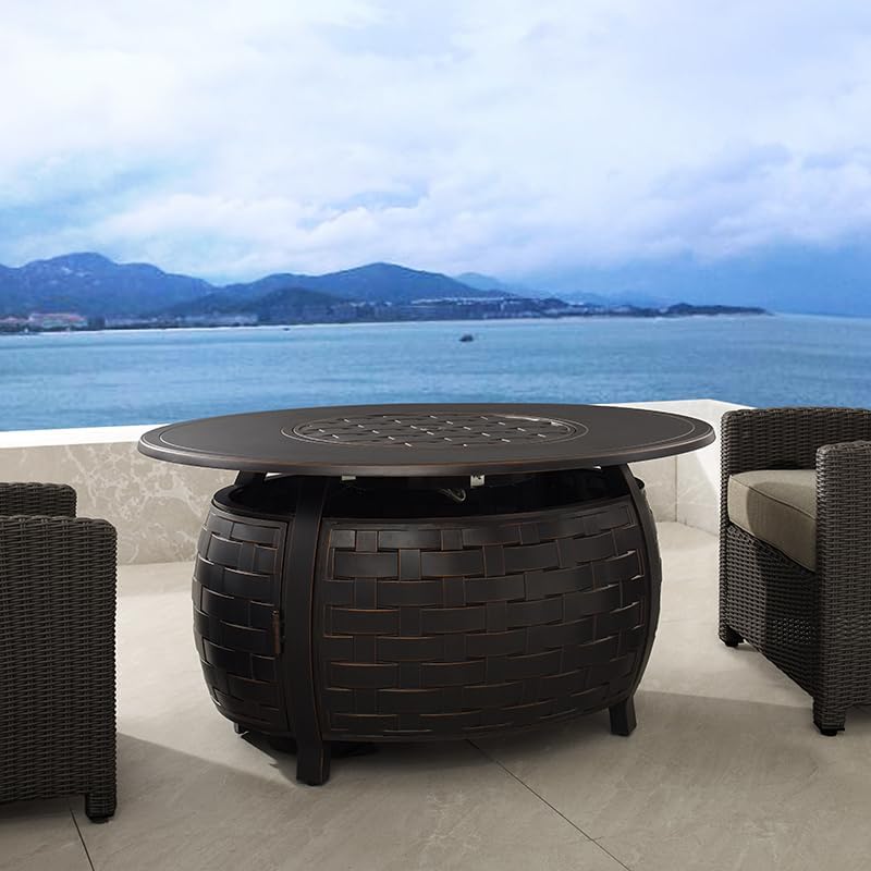 Bel Air 48 × 38 in Oval Natural Gas Fire Pit Table – Antique Copper