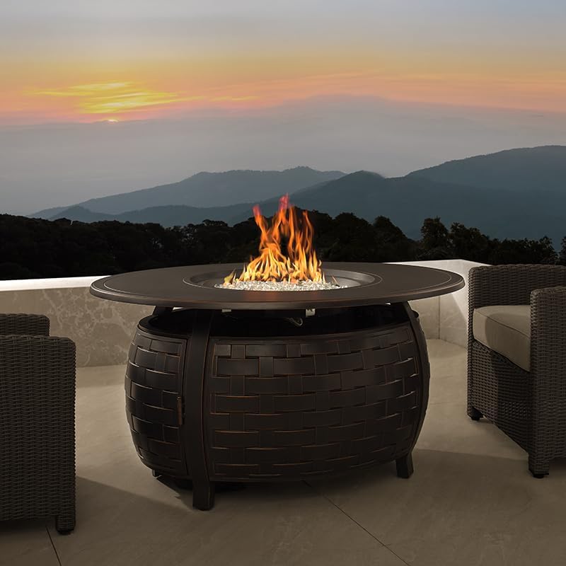 Bel Air 48 × 38 in Oval Natural Gas Fire Pit Table – Antique Copper