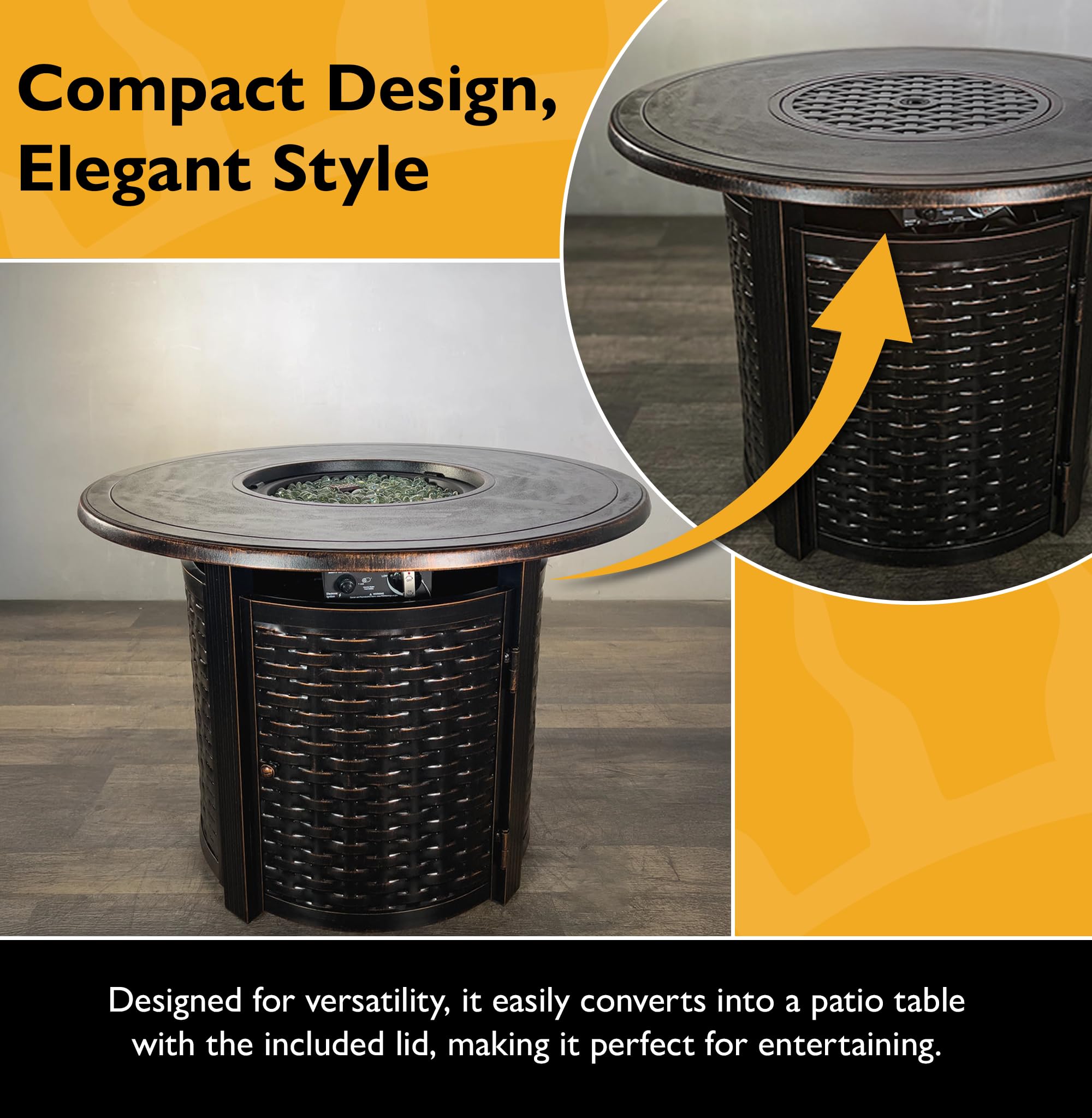 Golden Flame Natural Gas Firepit Table