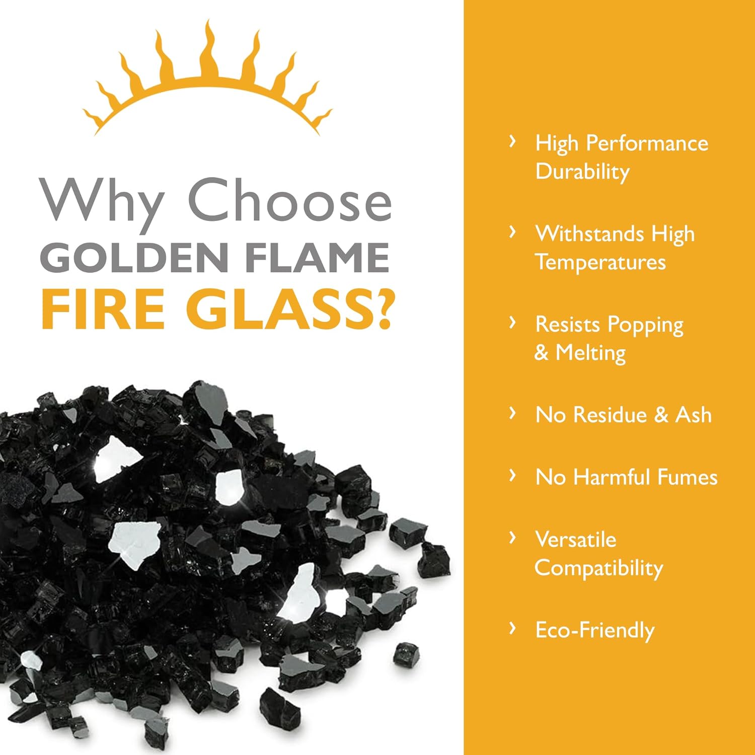 Black Onyx Reflective 1/2 in Reflective Fire Glass – 10 lb