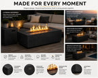 Golden Flame 55" Rectangle Concrete Gas Fire Pit Table – Modern GFRC Outdoor Fire Table, 65,000 BTU Stainless Steel Burner, Push Button Ignition, Lava Rock Included - Natural Gray image 4