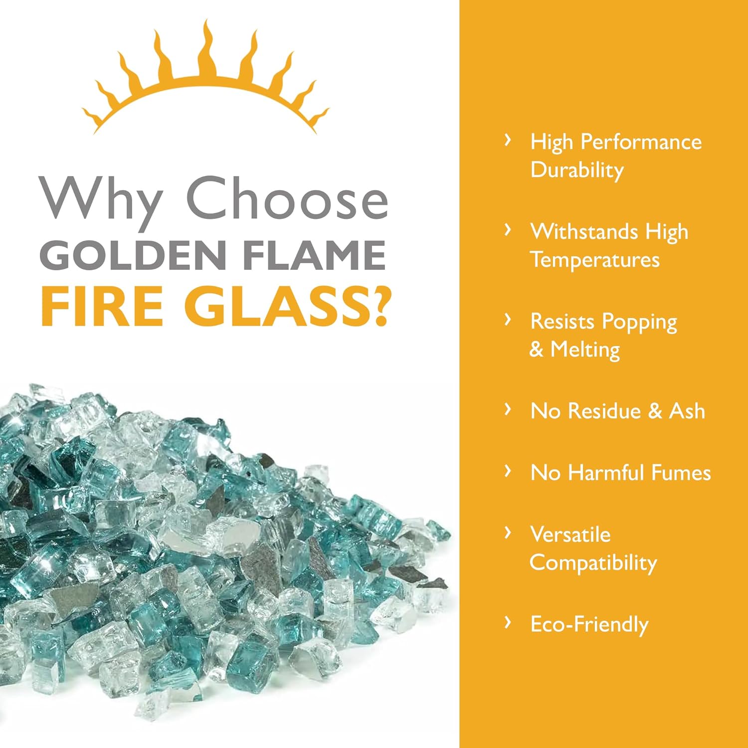 Water On Ice Reflective 1/2 in Reflective Fire Glass – 10 lb
