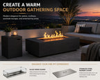 Golden Flame 55" Rectangle Concrete Gas Fire Pit Table – Modern GFRC Outdoor Fire Table, 65,000 BTU Stainless Steel Burner, Push Button Ignition, Lava Rock Included - Natural Gray image 6