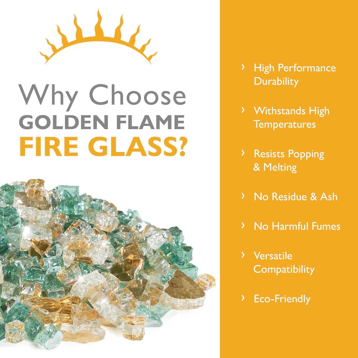 Emerald Elegance Reflective 1/2 in Reflective Fire Glass – 10 lb