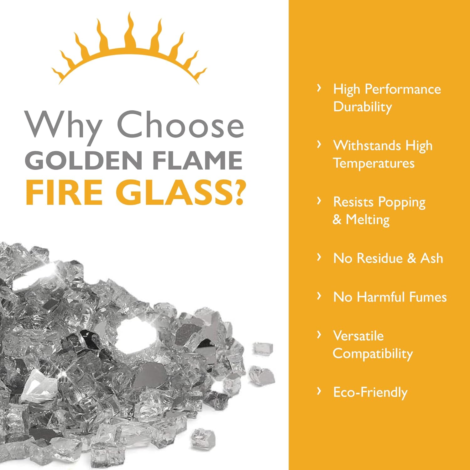 Titanium Reflective 1/2 in Reflective Fire Glass – 10 lb