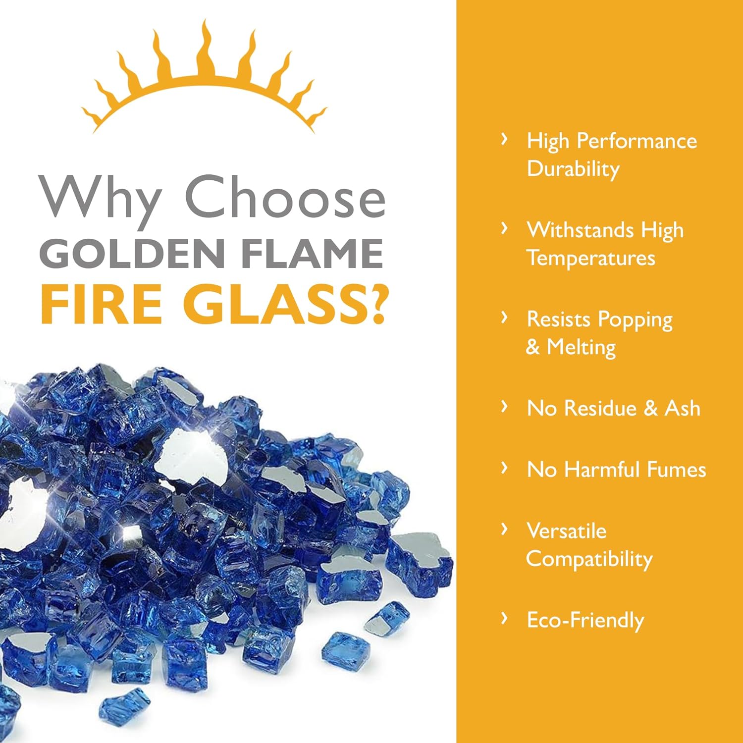 Cobalt Blue Reflective 1/2 in Reflective Fire Glass – 10 lb
