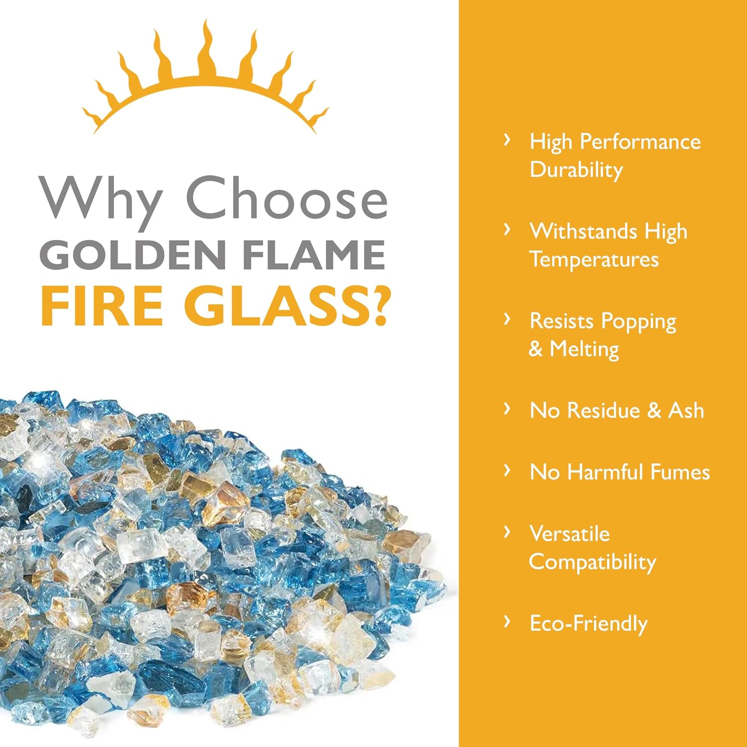 Pacific Sky Reflective 1/2 in Reflective Fire Glass – 10 lb
