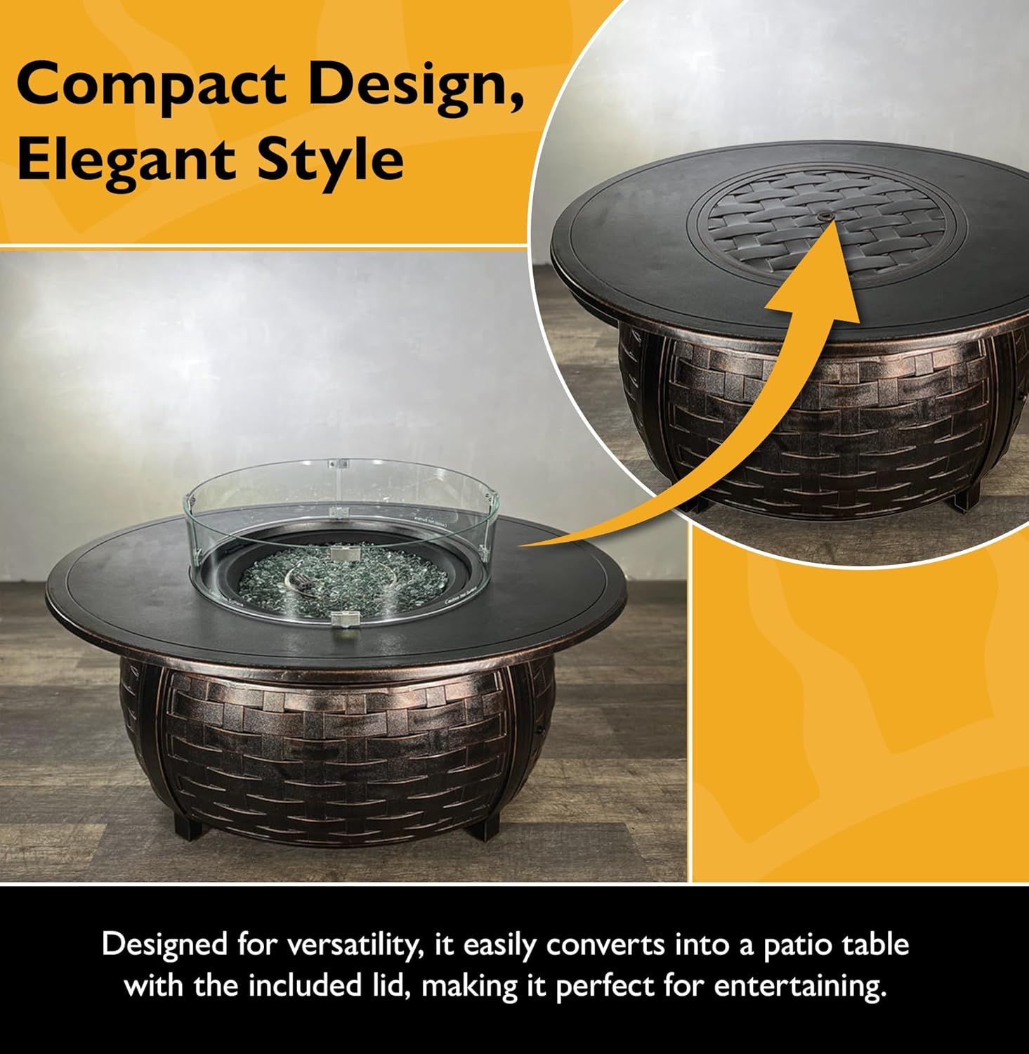 Bel Air 48 × 38 in Oval Natural Gas Fire Pit Table – Antique Copper