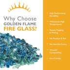 Caribbean Blue Reflective 1/2 in Reflective Fire Glass – 10 lb