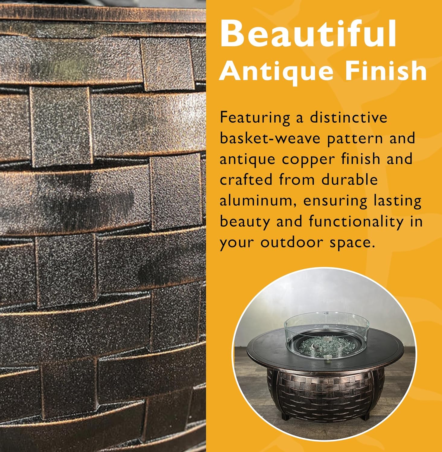 Bel Air 48 × 38 in Oval Natural Gas Fire Pit Table – Antique Copper