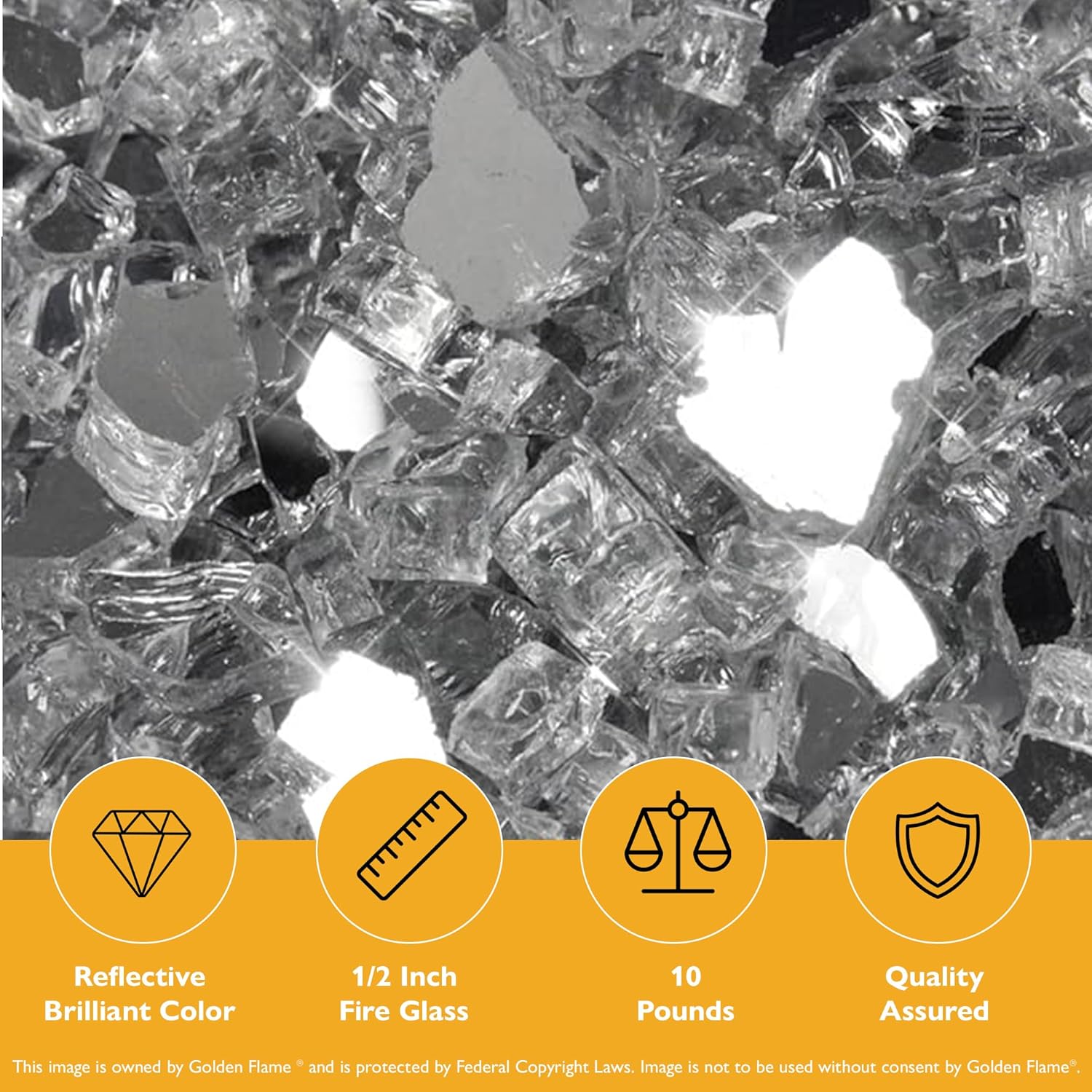 Titanium Reflective 1/2 in Reflective Fire Glass – 10 lb