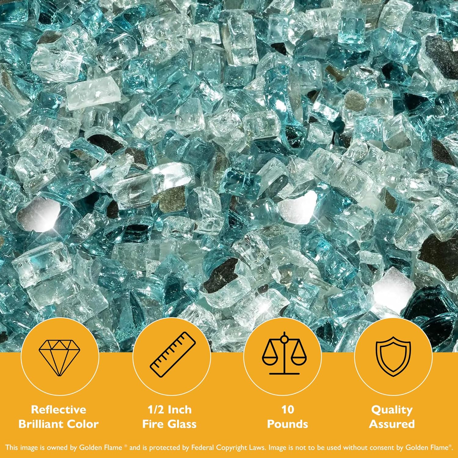 Water On Ice Reflective 1/2 in Reflective Fire Glass – 10 lb
