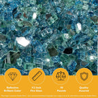 Caribbean Blue Reflective 1/2 in Reflective Fire Glass – 10 lb