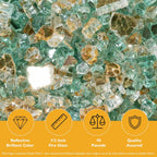 Emerald Elegance Reflective 1/2 in Reflective Fire Glass – 10 lb