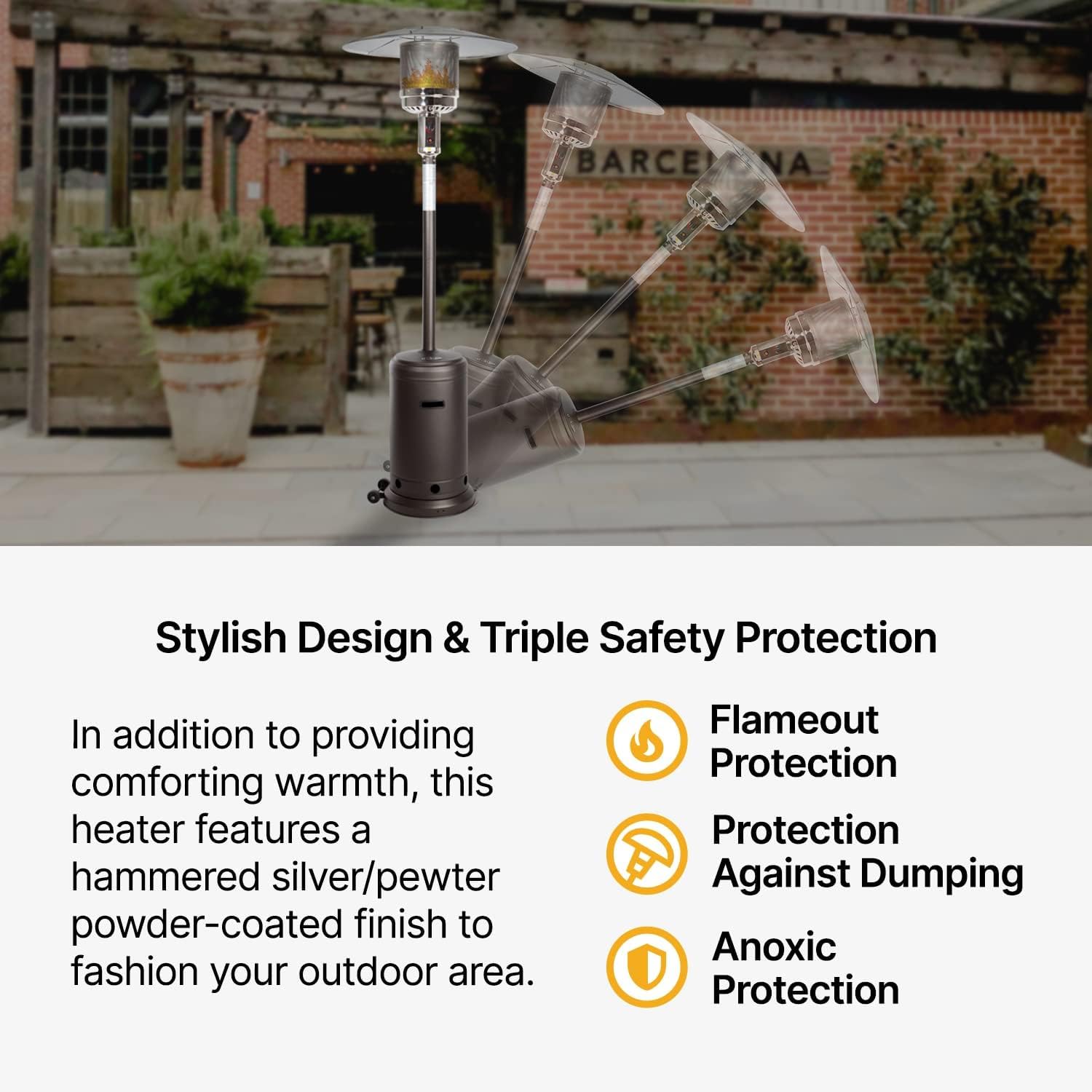 Golden Flame Outdoor Natural Gas Patio Heater 45,000 BTU