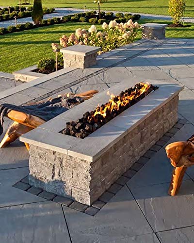 Golden Flame 48" x 14” Rectangle Drop-In Fire Pit Pan w/ Installed Stainless-Steel H-Burner - Weatherproof, Whistle-Free Set for Patio & Backyard
