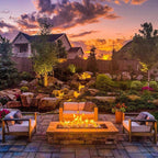 Golden Flame 48" x 14” Rectangle Drop-In Fire Pit Pan w/ Installed Stainless-Steel H-Burner - Weatherproof, Whistle-Free Set for Patio & Backyard