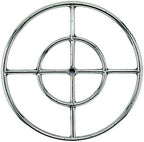 Round stainless steel fire pit burner ring top view
