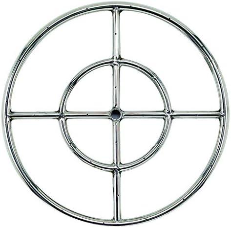 Round stainless steel fire pit burner ring top view